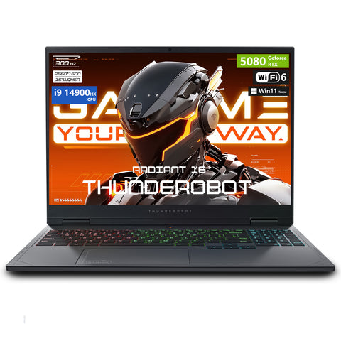 THUNDEROBOT Radiant R16 16 inches Traditional Laptop Intel Core i9 64GB RAM NVIDIA GeForce RTX 5080 4TB SSD Storage Windows 11 Home 300Hz - Black