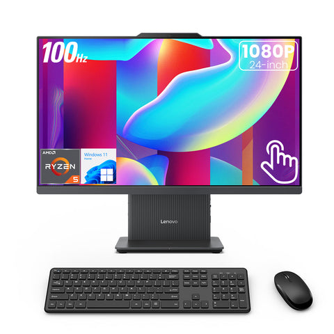 LENOVO IdeaCentre 24 inches All-in-One AMD Ryzen 5 32GB RAM AMD Radeon Graphics 2TB SSD Storage Windows 11 Home 100Hz - Black