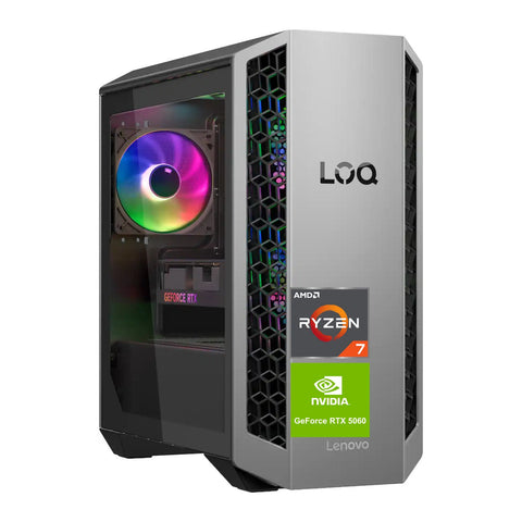 LENOVO LOQ Tower Desktop AMD Ryzen 7 32GB RAM NVIDIA GeForce RTX 5060 Ti 1TB SSD Storage Windows 11 Home - Silver