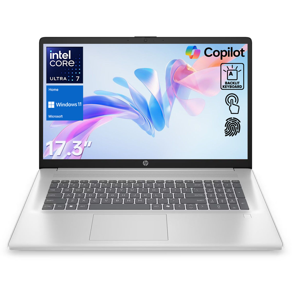 HP Essential 17.3" Traditional Laptop Intel Core Ultra 7 8GB RAM Intel Graphics 512GB SSD Storage Windows 11 Home 60Hz - Silver