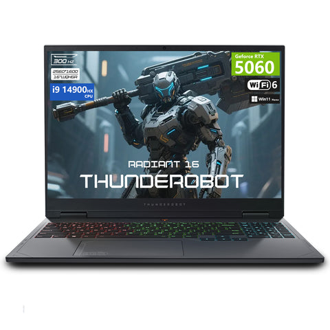 THUNDEROBOT Radiant 16 16 inches Traditional Laptop Intel Core i9 64GB RAM NVIDIA GeForce RTX 5060 2TB SSD Storage Windows 11 Home 300Hz - Black