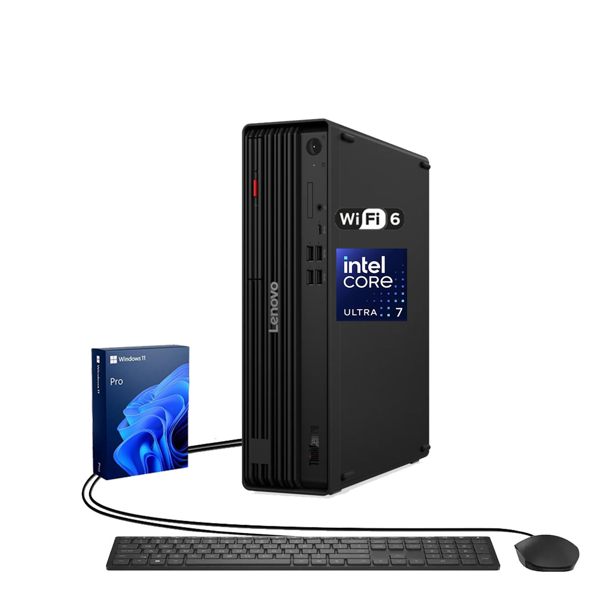 LENOVO ThinkCentre M70s SFF Desktop Intel Core Ultra 7 16GB RAM Intel Graphics 512GB SSD Storage Windows 11 Pro - Black