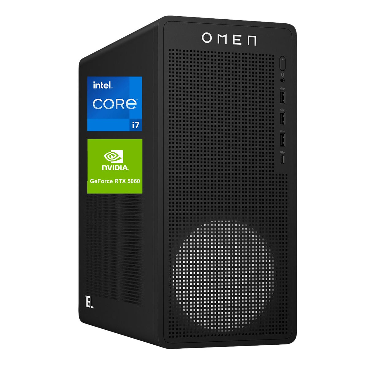 HP Omen 16L Tower Desktop Intel Core i7 8GB RAM NVIDIA GeForce RTX 5060 512GB SSD Storage Windows 11 Home - Black
