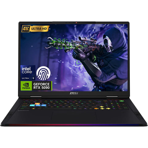 MSI Raider 18" UHD 120Hz Gaming Laptop Intel Core Ultra 9 285HX NVIDIA GeForce RTX 5090 64GB RAM 2TB SSD Storage Windows 11 Home - Black