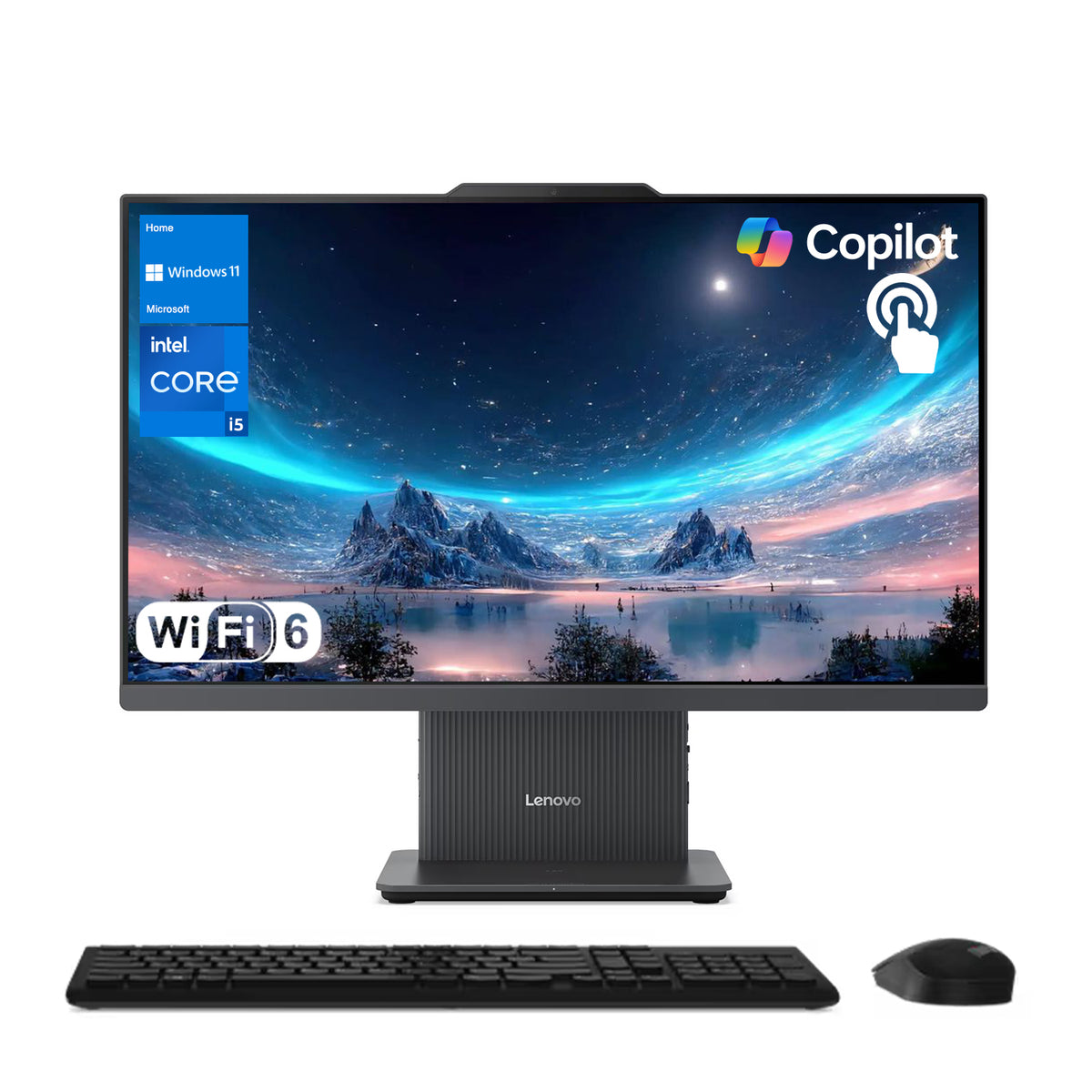 LENOVO IdeaCentre I 24" All-in-One Intel Core i5 8GB RAM Intel UHD Graphics 512GB SSD Storage Windows 11 Home 100Hz - Black