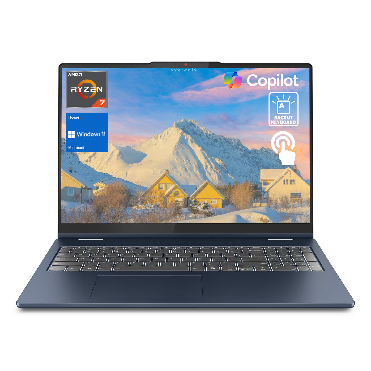 Lenovo IdeaPad Slim 5 16" Premium Traditional Laptop AMD Ryzen AI 7 350 16GB RAM AMD Radeon Graphics 512GB SSD Storage Windows 11 Home FHD+ 60Hz - Blue