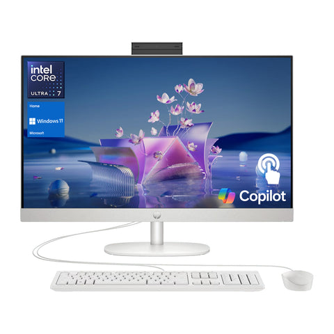 HP Essential 27" All-in-One Intel Core Ultra 7 8GB RAM Intel Graphics 512GB SSD Storage Windows 11 Home 60Hz - White