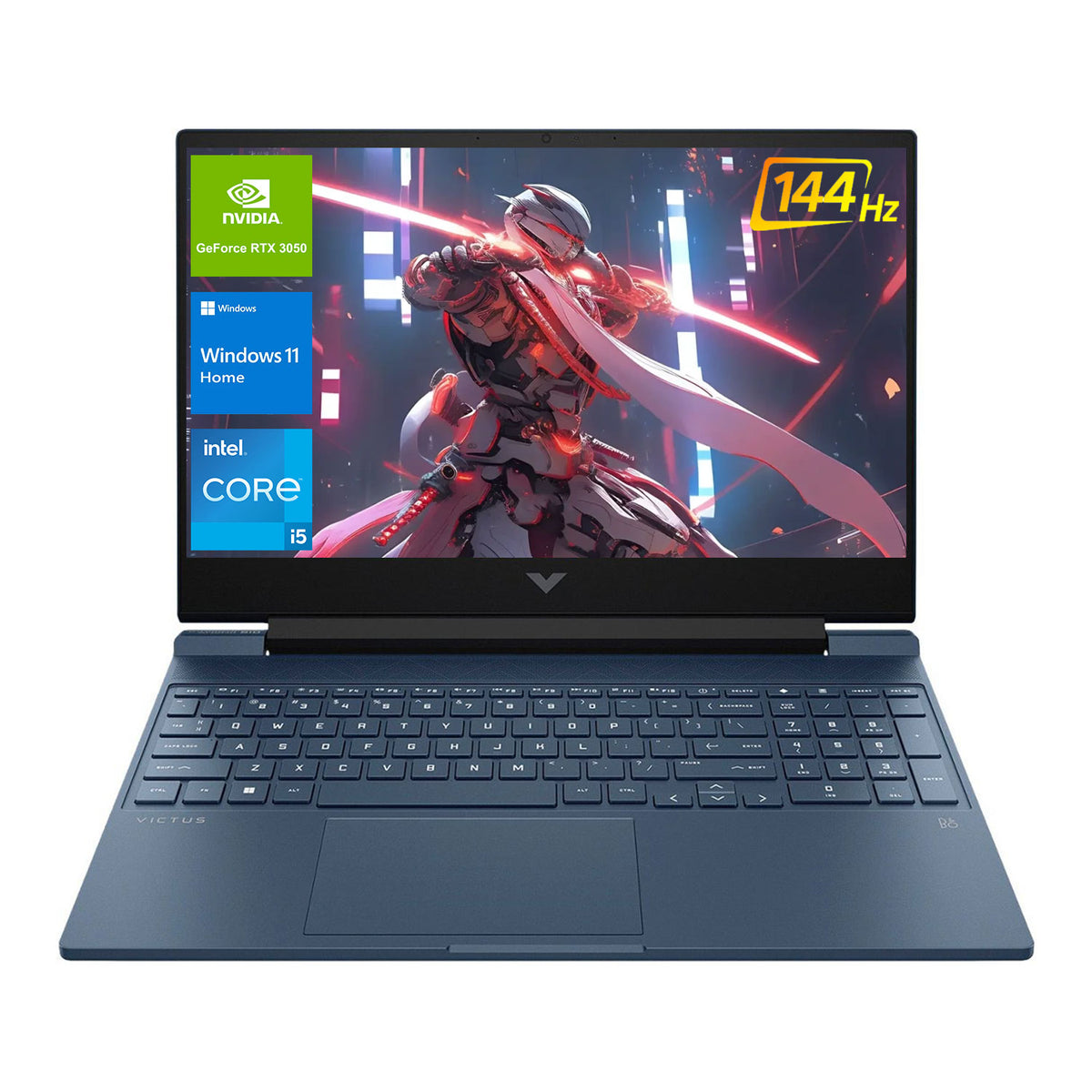 HP Victus 15.6" Traditional Laptop Intel Core i5 8GB RAM NVIDIA GeForce RTX 3050 512GB SSD Storage Windows 11 Home 144Hz - Blue