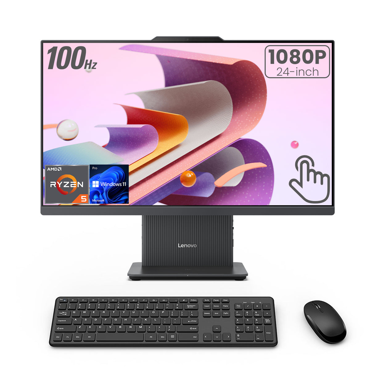 LENOVO IdeaCentre 24 inches All-in-One AMD Ryzen 5 16GB RAM AMD Radeon Graphics 2TB SSD Storage Windows 11 Pro 100Hz - Black