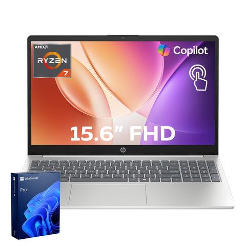 HP Essential 15.6 inches Traditional Laptop AMD Ryzen 7 16GB RAM AMD Radeon Graphics 2TB SSD Storage Windows 11 Pro 60Hz - Silver