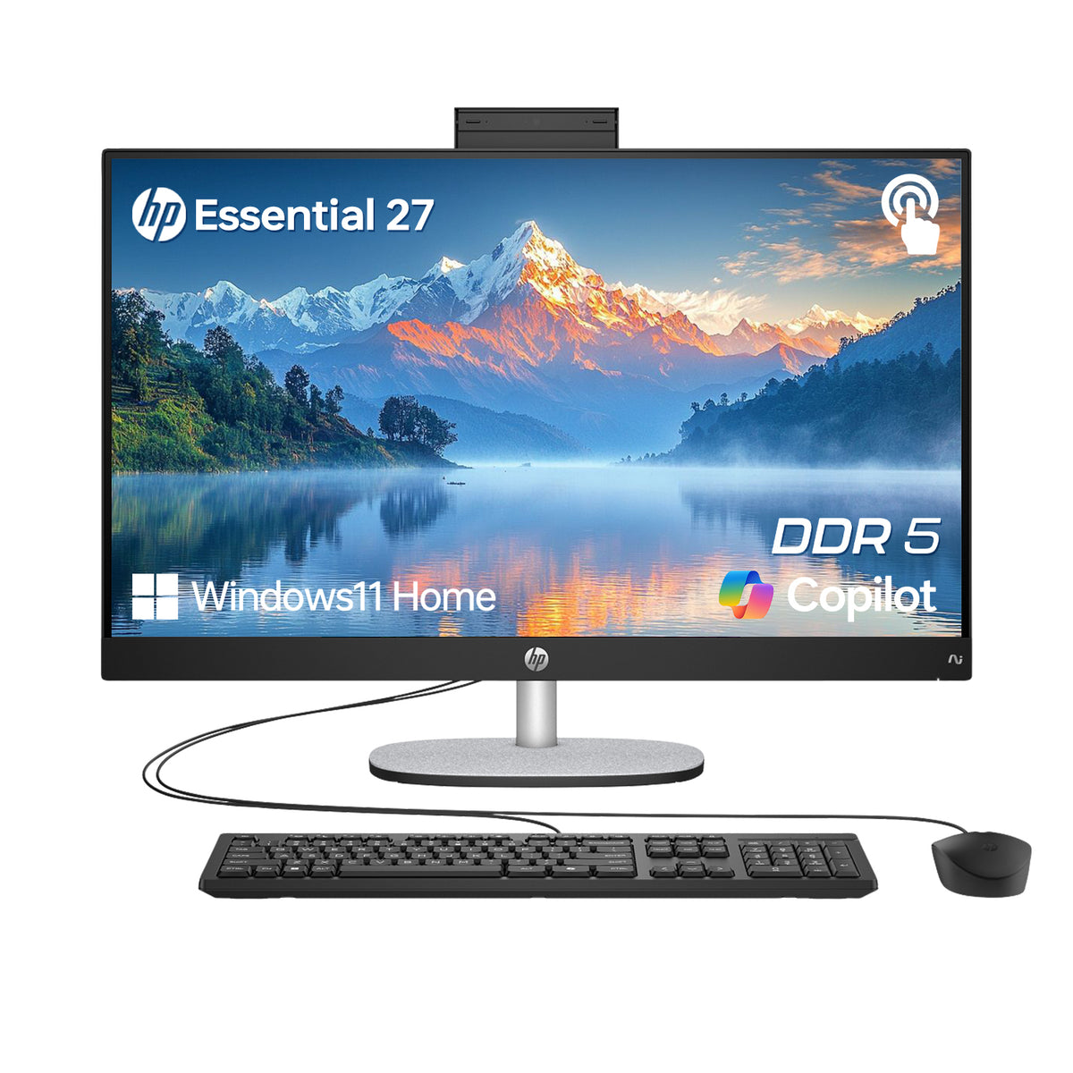 HP Essential 27 inches All-in-One Intel Core Ultra 7 16GB RAM Intel Graphics 1TB SSD Storage Windows 11 Home 60Hz - Black
