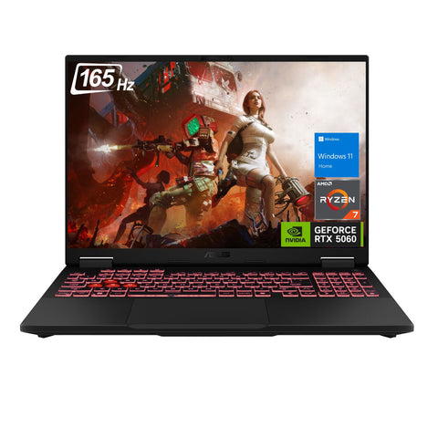 ASUS TUF A16 16" Traditional Laptop AMD Ryzen 7 16GB RAM NVIDIA GeForce RTX 5060 512GB SSD Storage Windows 11 Home 165Hz - Grey