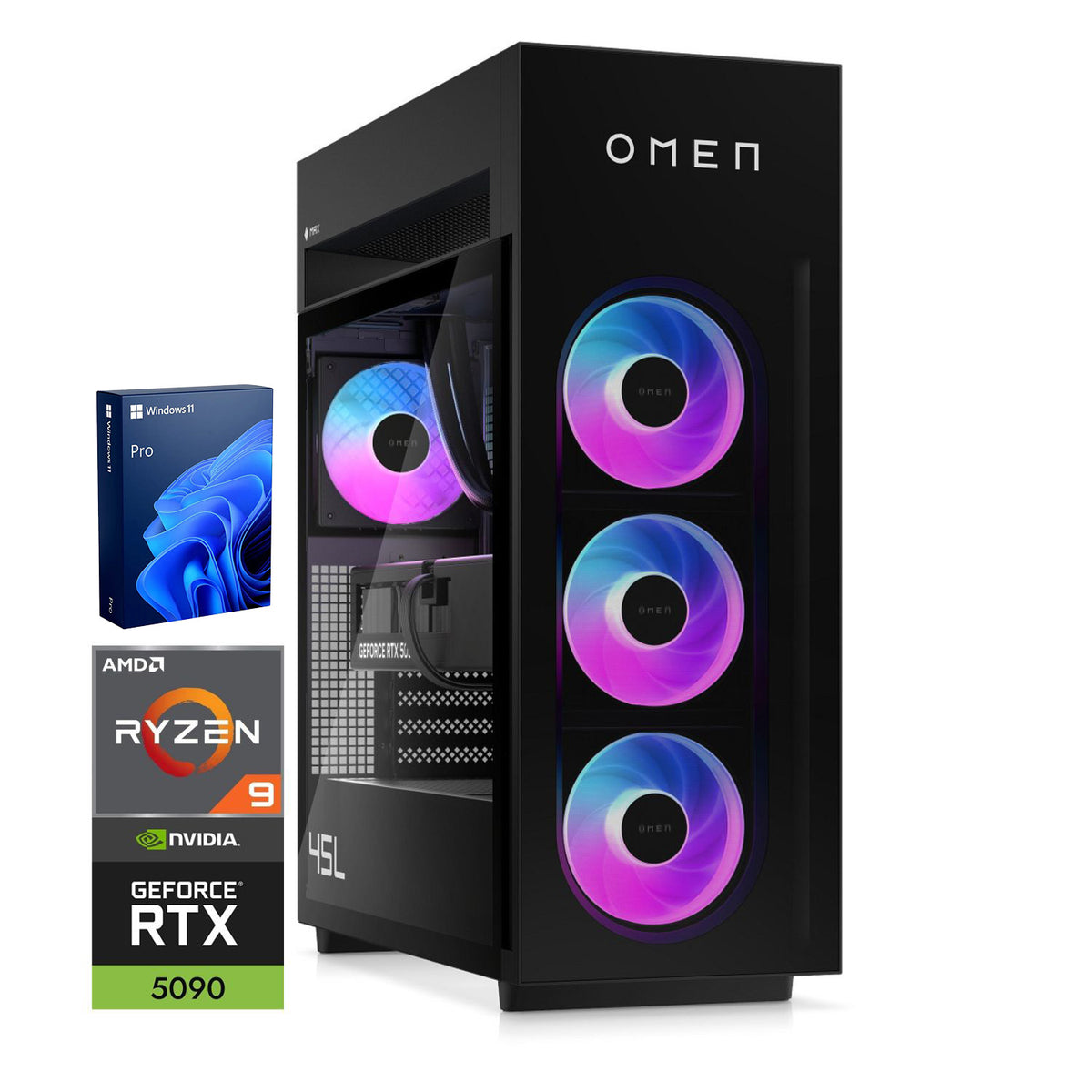 HP Omen MAX Tower Desktop AMD Ryzen 9 64GB RAM NVIDIA GeForce RTX 5090 2TB + 2TB SSD Storage Windows 11 Pro - Black