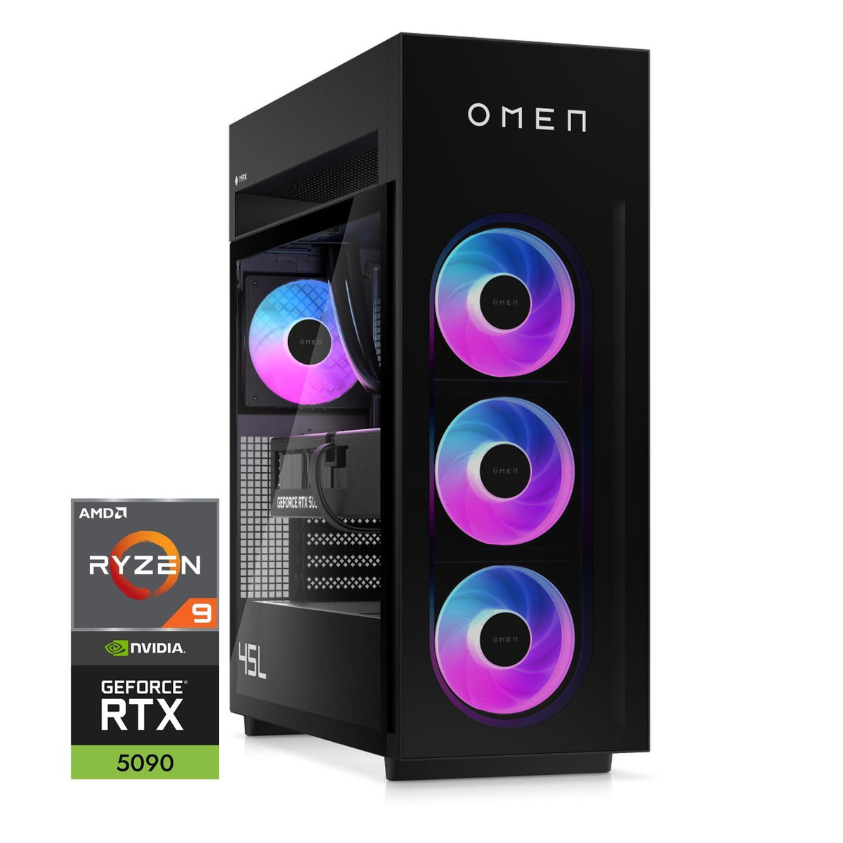 HP Omen MAX Tower Desktop AMD Ryzen 9 128GB RAM NVIDIA GeForce RTX 5090 4TB SSD Storage Windows 11 Pro - Black