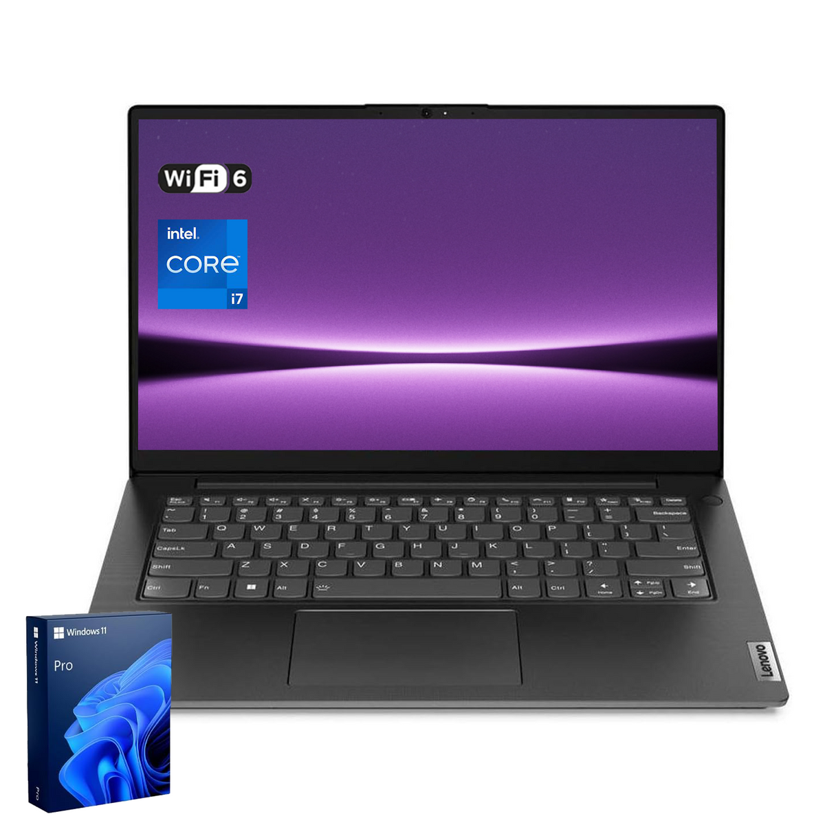 LENOVO V-Series V14 14-in Traditional Laptop Intel Core i7 24GB RAM Intel UHD Graphics 1TB SSD Storage Windows 11 Pro 60Hz - Black