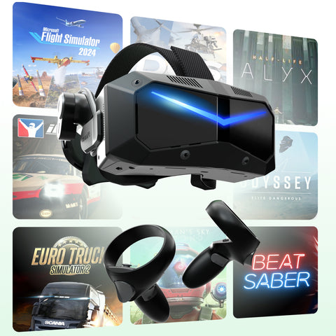 Pimax Crystal Super PCVR Headset - Ultra Wide 50 PPD, 3840x3840 per eye Ultra-clear Resolution, 140¡« HFOV, Lightweight, for Flight / Racing Sim & other VR Gamings