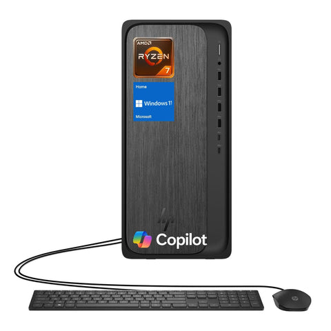 HP OmniDesk Tower Desktop AMD Ryzen 7 16GB RAM AMD Radeon Graphics 1TB SSD Storage Windows 11 Home - Grey