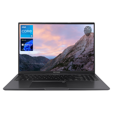 ASUS Vivobook Laptop, 16" FHD+ Non-touch 60Hz, Intel Core i5-1235U, Intel Iris Xe Graphics, 8GB DDR4 RAM, 512GB PCIe M.2 SSD, Wi-Fi 5, Windows 11 Home, Black