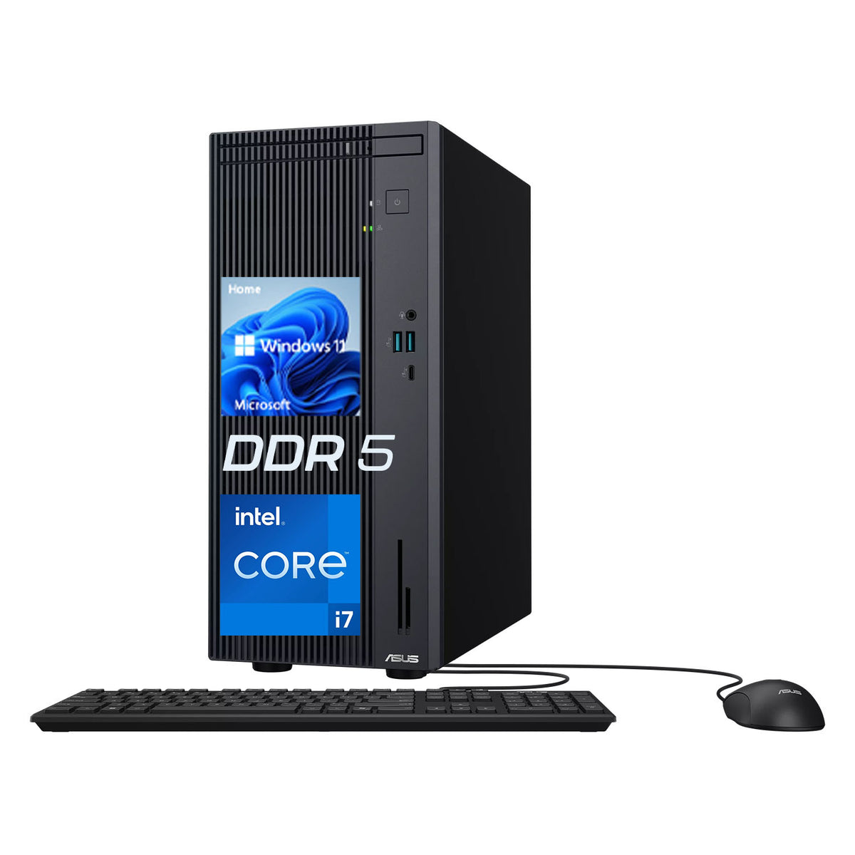 ASUS V500 Tower Desktop Intel Core i7 16GB RAM Intel UHD Graphics 2TB SSD Storage Windows 11 Home - Black