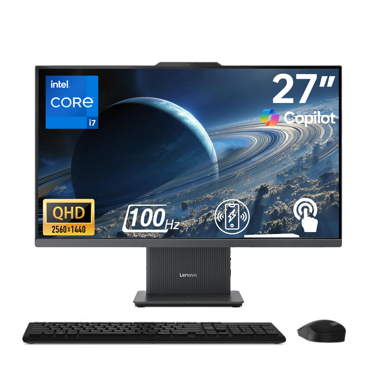 LENOVO IdeaCentre I 27-in All-in-One Intel Core i5 16GB RAM Intel UHD Graphics 512GB SSD Storage Windows 11 Home 100Hz - Black