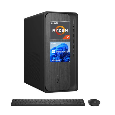 HP OmniDesk Tower Desktop AMD Ryzen 7 64GB RAM AMD Radeon Graphics 1TB SSD Storage Windows 11 Home - Black