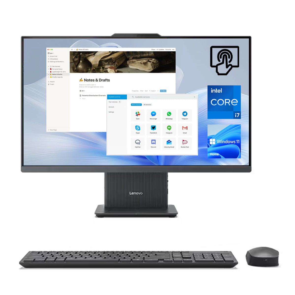 LENOVO IdeaCentre I 27 inches All-in-One Intel Core i7 32GB RAM Intel UHD Graphics 2TB SSD Storage Windows 11 Home 100Hz - Black