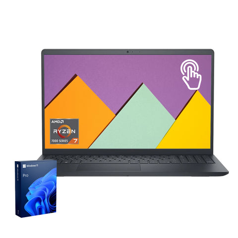 DELL Inspiron 3000 Series 15.6 inches Traditional Laptop AMD Ryzen 7 16GB RAM AMD Radeon Graphics 512GB SSD Storage Windows 11 Pro 60Hz - Black