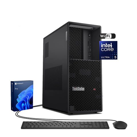 LENOVO ThinkStation P3 Workstation Desktop Intel Core Ultra 5 32GB RAM Intel Graphics 1TB SSD Storage Windows 11 Pro - Black