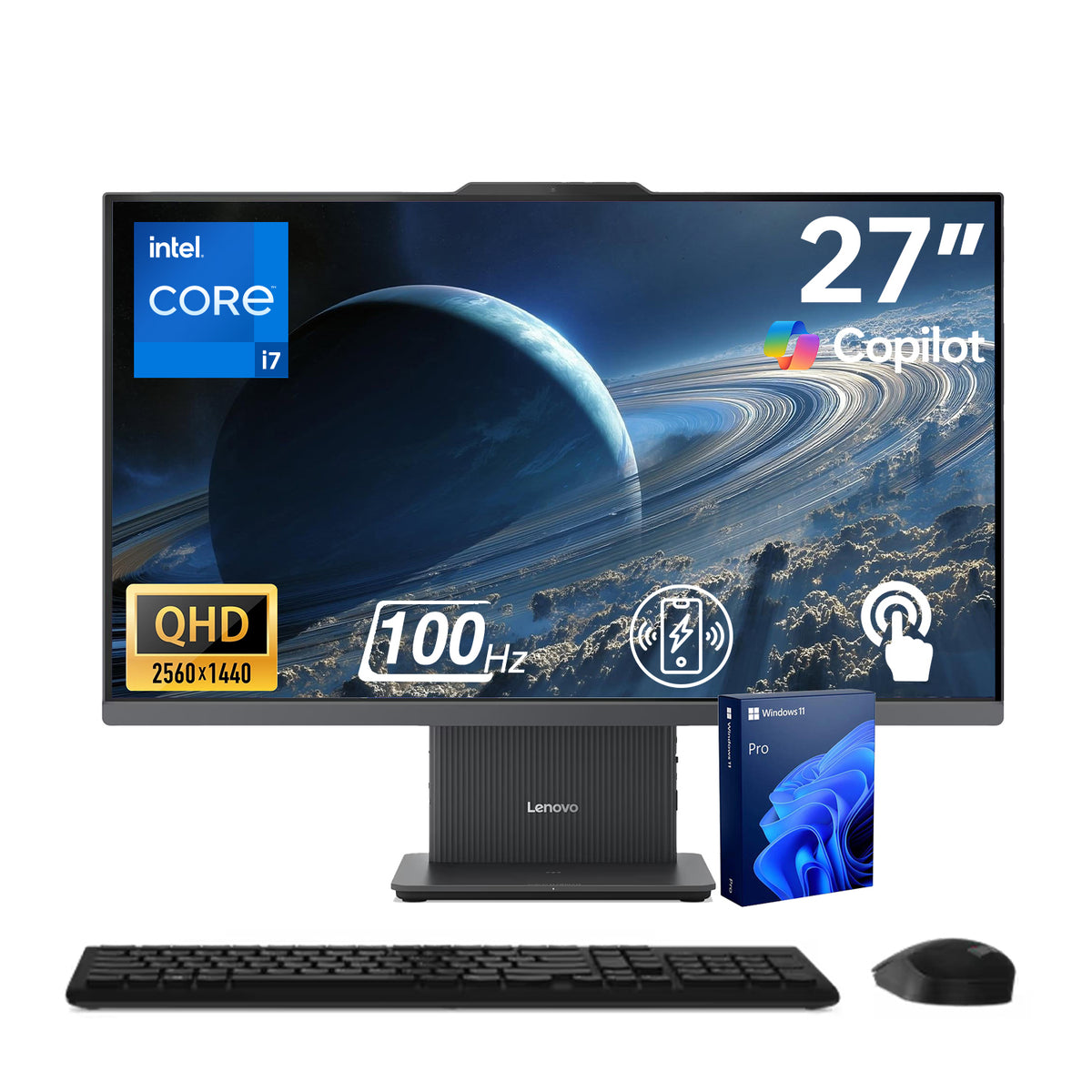 LENOVO IdeaCentre I 27 in All-in-One Intel Core i5 32GB RAM Intel UHD Graphics 2TB SSD Storage Windows 11 Pro 100Hz - Black