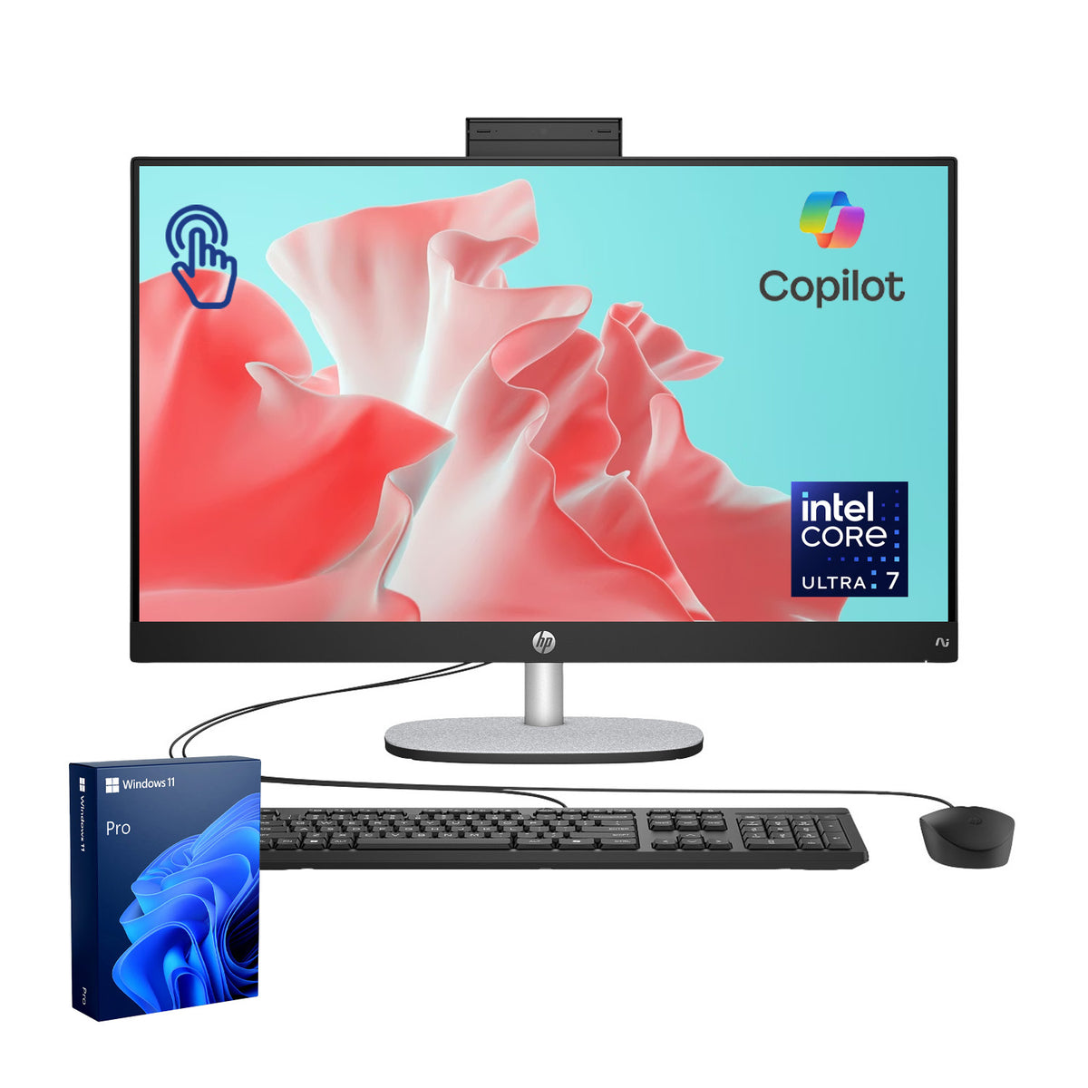 HP Essential 27 inches All-in-One Intel Core Ultra 7 32GB RAM Intel Graphics 2TB SSD Storage Windows 11 Pro 60Hz - Black