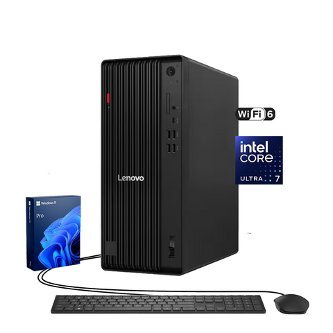 LENOVO ThinkCentre M70t Tower Desktop Intel Core Ultra 7 32GB RAM Intel Graphics 2TB SSD Storage Windows 11 Pro - Black