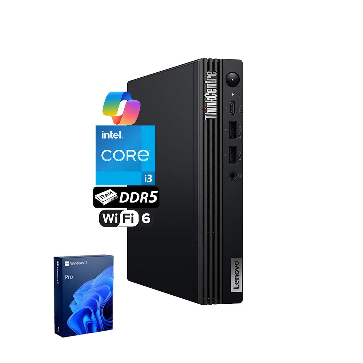 LENOVO ThinkCentre M70q MFF Desktop Intel Core i3 16GB RAM Intel UHD Graphics 1TB SSD Storage Windows 11 Pro - Black