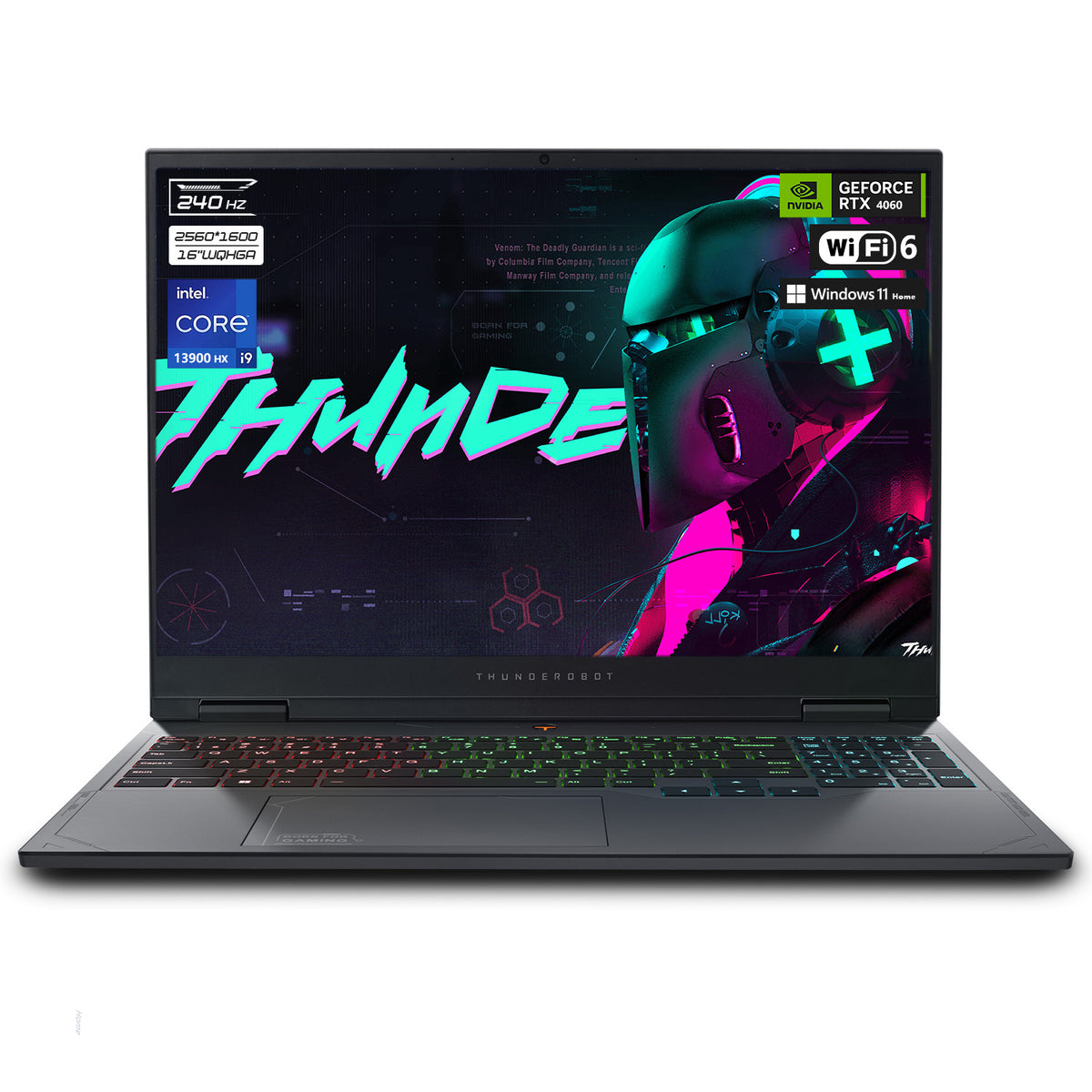 Thunderobot Radiant 16 4060 2.5K Gaming Laptop, 16" WQXGA 240Hz Display, Intel Core i9-13900HX, GeForce RTX 4060, 32GB DDR5 RAM, 1TB PCIe SSD, RGB Backlit Keyboard, Wi-Fi 6, Win 11 Home, Gray