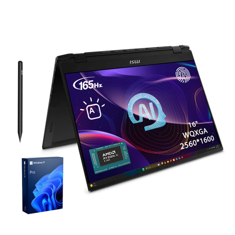 MSI Summit A16 16" 2-in-1 Laptop AMD Ryzen AI 9 32GB RAM AMD Radeon Graphics 1TB SSD Storage Windows 11 Pro 165Hz - Black