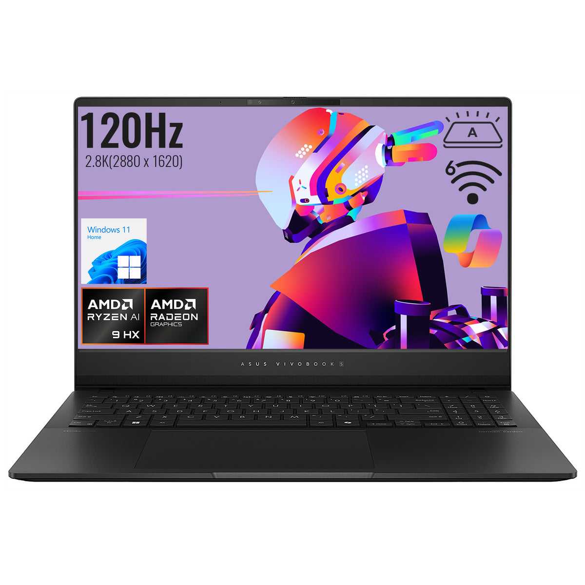 ASUS Vivobook S 16 Flip 15.6" Laptop, Ryzen AI 9 HX 370, 32GB RAM, Radeon Graphics, 1TB SSD, 2.8K 120Hz Display, Windows 11 Home, Black