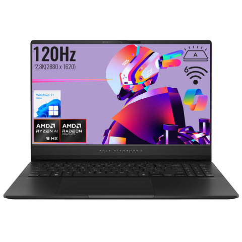 ASUS Vivobook S 16 Flip 15.6" Laptop, Ryzen AI 9 HX 370, 32GB RAM, Radeon Graphics, 1TB SSD, 2.8K 120Hz Display, Windows 11 Home, Black