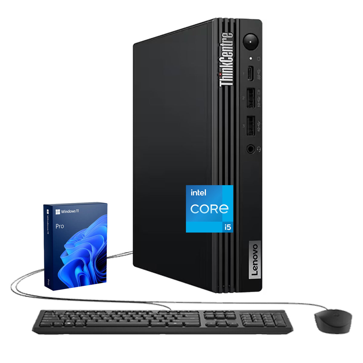LENOVO ThinkCentre M70q MFF Desktop Intel Core i5 16GB RAM Intel UHD Graphics 256GB SSD Storage Windows 11 Pro - Black
