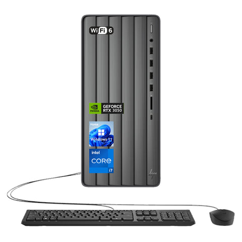 HP Envy Tower Desktop Intel Core i7 8GB RAM NVIDIA GeForce RTX 3050 512GB SSD Storage Windows 11 Home - Black