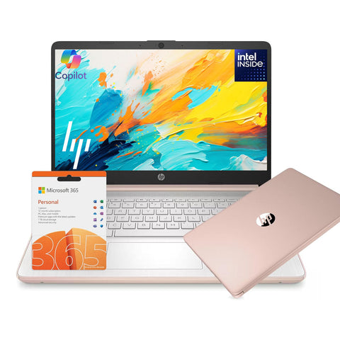 HP Essential 14 inches Traditional Laptop 14 HD Non-touch 60Hz Intel N-Series N150 Intel Graphics 8GB RAM 128GB eMMC Storage Windows 11 Pro - Rose