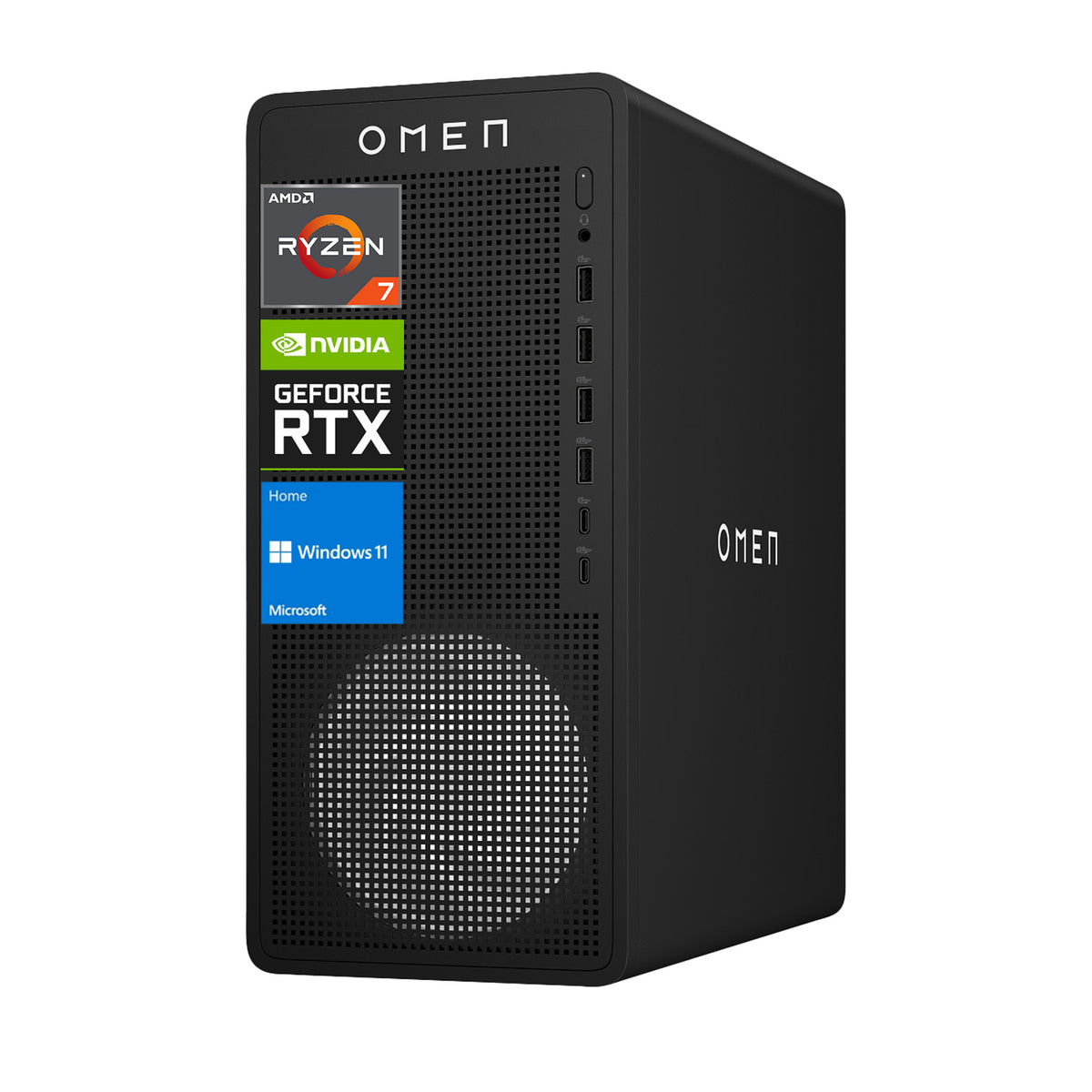 HP Omen 16L Tower Desktop AMD Ryzen 7 64GB RAM NVIDIA GeForce RTX 5060 4TB SSD Storage Windows 11 Home - Black