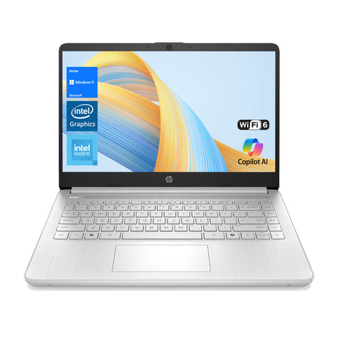 HP Essential 14-in Traditional Laptop Intel N-Series 8GB RAM Intel Graphics 128GB eMMC Storage Windows 11 Home 60Hz - Silver