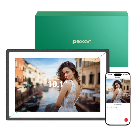Pexar by Lexar 10.1 inches WiFi Digital Photo Frame | HD Anti-Glare Touch Display | 32GB Storage | Share Photos/Videos via App | Perfect for Gifting