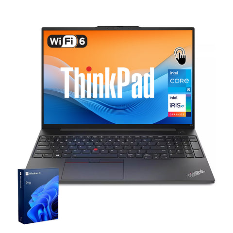 LENOVO ThinkPad E16 16" Traditional Laptop Intel Core i5 16GB RAM Intel Iris Xe Graphics 512GB SSD Storage Windows 11 Pro 60Hz - Black