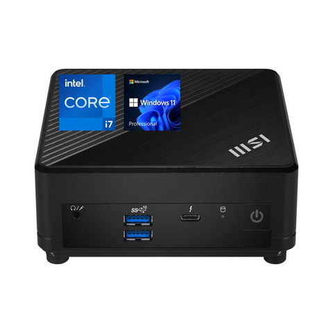MSI Cubi 5 Mini Desktop Intel Core i7 32GB RAM Intel Iris Xe Graphics 2TB SSD Storage Windows 11 Pro - Black