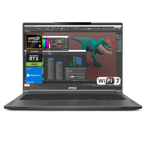 MSI Creator 16 16" Traditional Laptop AMD Ryzen AI 9 32GB RAM NVIDIA GeForce RTX 4060 1TB SSD Storage Windows 11 Home 240Hz - Grey