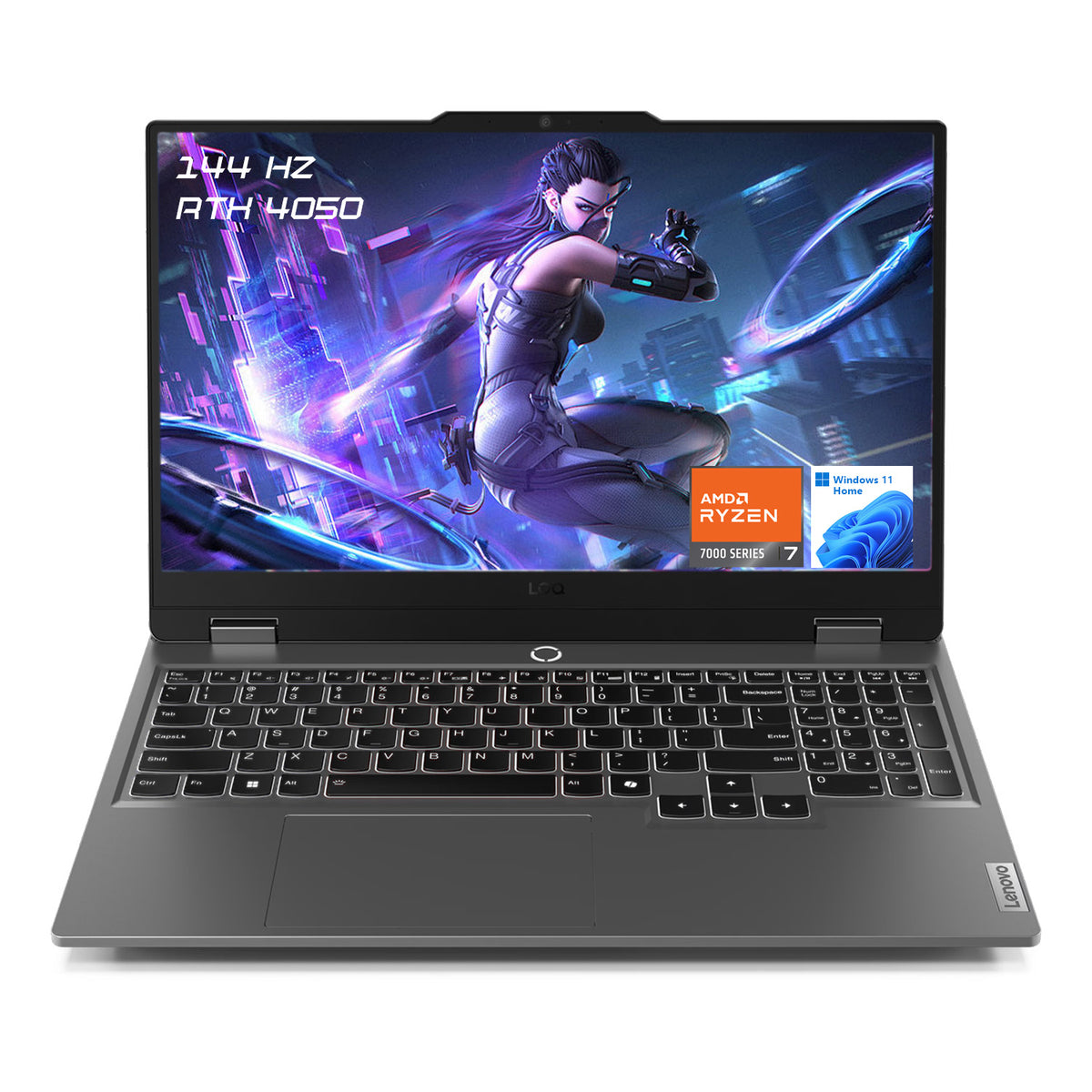 LENOVO LOQ 15 15.6" Traditional Laptop AMD Ryzen 7 16GB RAM NVIDIA GeForce RTX 4050 512GB SSD Storage Windows 11 Home 144Hz - Grey