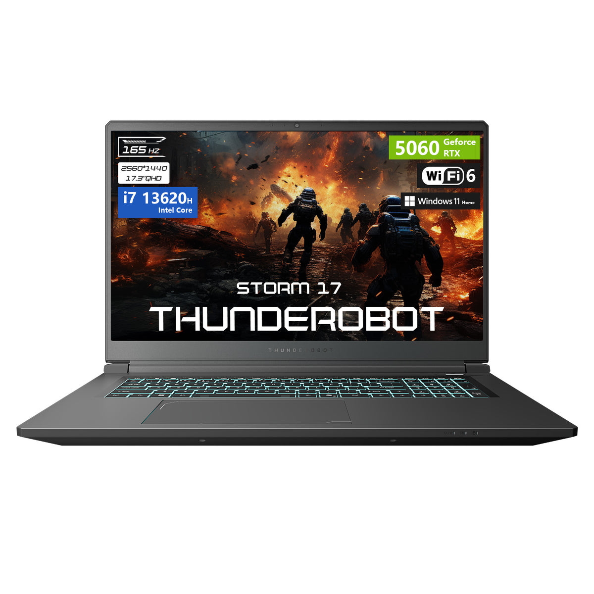 THUNDEROBOT Storm 17.3 inches Traditional Laptop Intel Core i7 16GB RAM RAM NVIDIA GeForce RTX 5060 512GB SSD Storage Windows 11 Home 165Hz - Black