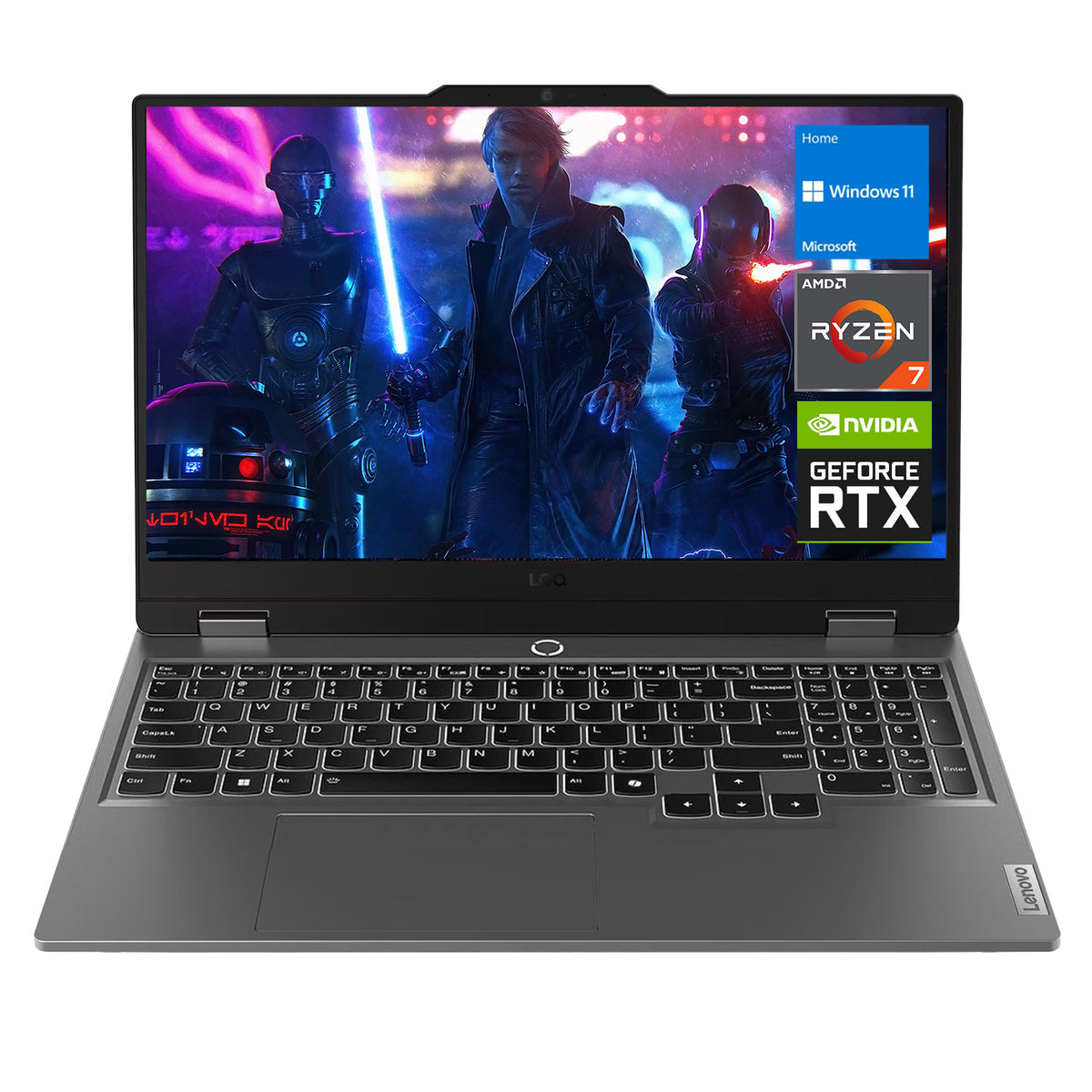 LENOVO LOQ 15 15.6" Traditional Laptop AMD Ryzen 7 12GB RAM NVIDIA GeForce RTX 4060 512GB SSD Storage Windows 11 Home 144Hz - Grey