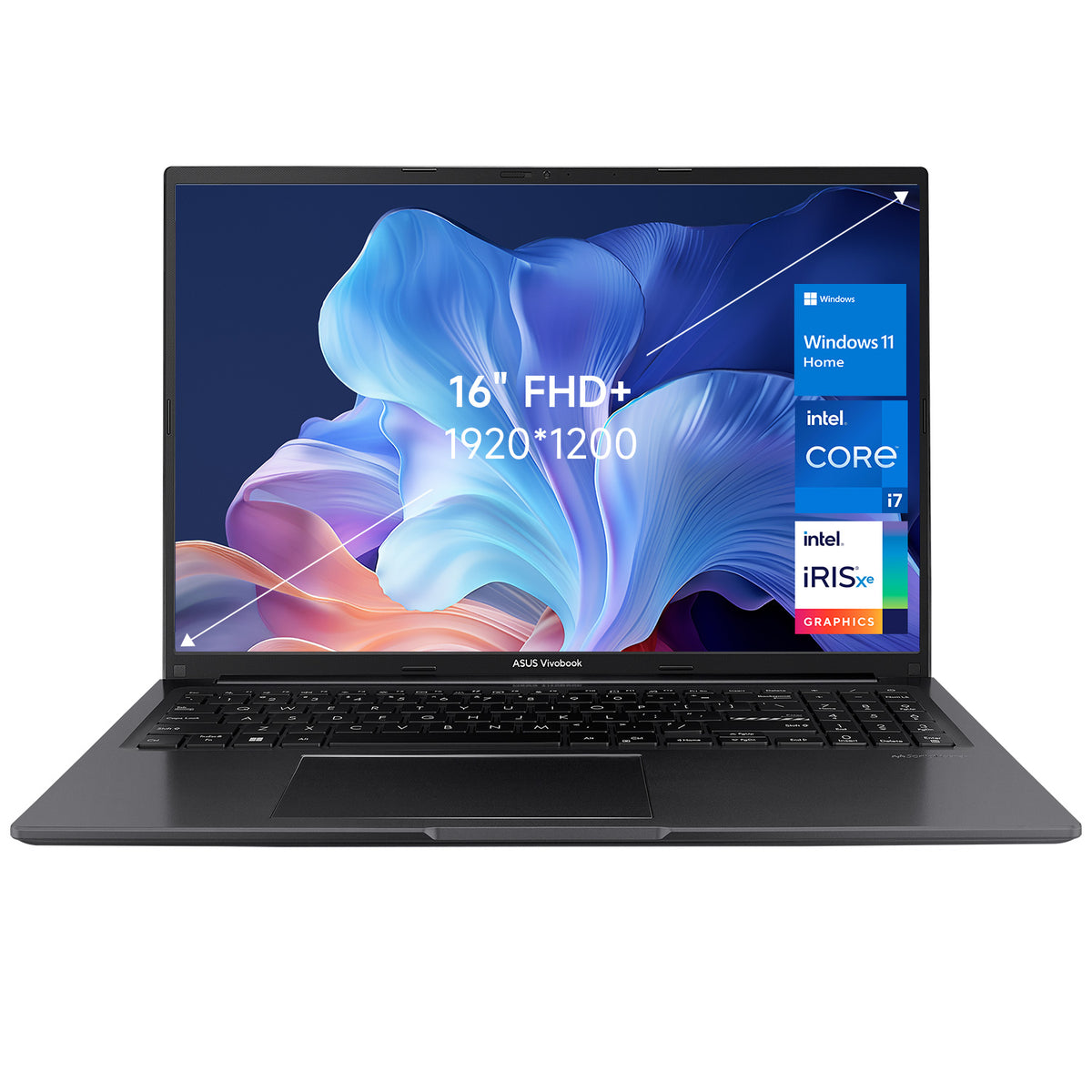 ASUS Vivobook 16 16" Traditional Laptop Intel Core i7 16GB RAM Intel Iris Xe Graphics 1TB SSD Storage Windows 11 Home 60Hz - Black