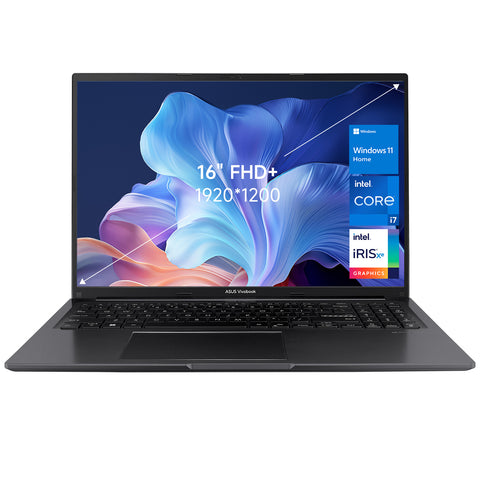 ASUS Vivobook 16 16" Traditional Laptop Intel Core i7 16GB RAM Intel Iris Xe Graphics 1TB SSD Storage Windows 11 Home 60Hz - Black